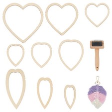 10 PCS Macrame Supplies Set Wooden Leaf Template Cutting Mold Comb Feather DIY