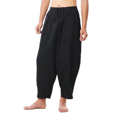 Herren Baggy Haremshose Kordelzug Casual Baumwolle Leinen Yoga Strand Hose S,...