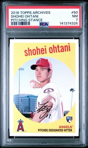 SHOHEI OHTANI 2018 TOPPS ARCHIVES #50 PITCHING STANCE 📈 PSA 7 🐐 ROOKIE CARD RC