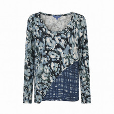Simply Vera Vera Wang Blue Asymmetrical Top L