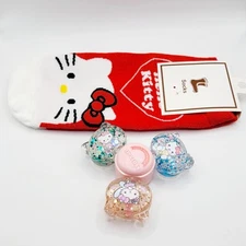 Hello Kitty Sanrio Lip Gloss Fidget Hand Spinner + Hello Kitty Socks 1 Pair NEW!