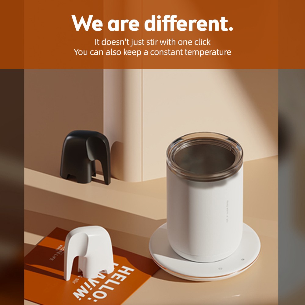 2 In 1 Self Stirring Coffee Mug 55℃/131℉Constant Temperature Cup Warmer 10W Magn