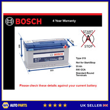Battery fits AUDI A5 S3 S5 A4 Allroad A8 S4 RS6 S8 A6 A4 RS4 Bosch 019