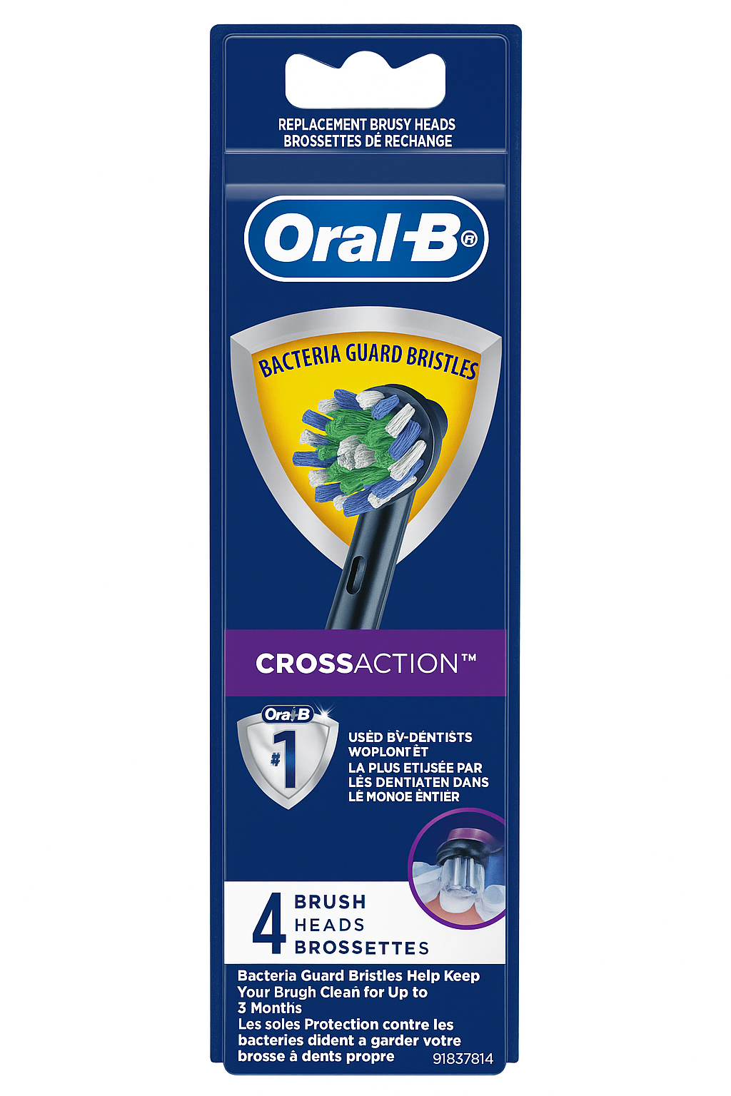 Oral-B Cross Action Replacement Toothbrush Heads Value Pack- 4 Count Original