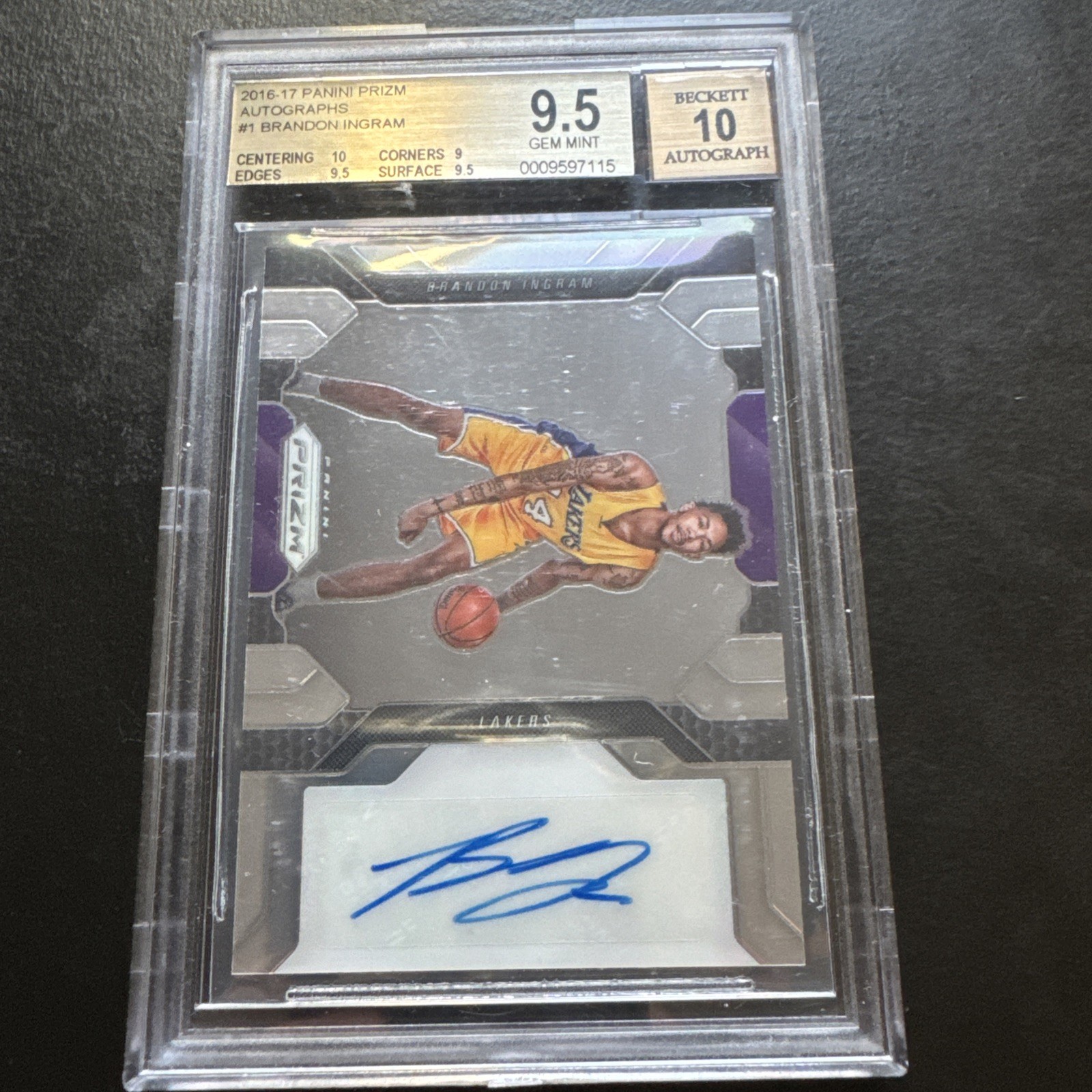2016-17 Prizm Brandon Ingram Autographs Rookie RC #1 Toronto Raptors BGS 9.5