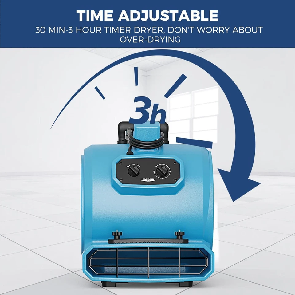 ALORAIR GE4000HTC 4000 CFM 1 HP Air Mover Carpet Dryer Blower Floor Fan - Blue - Image 3 of 4