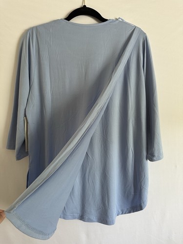 Silverts Adaptive Top Open Back Snap Shoulders Women S Blue Post Op Shirt - Afbeelding 3 van 11
