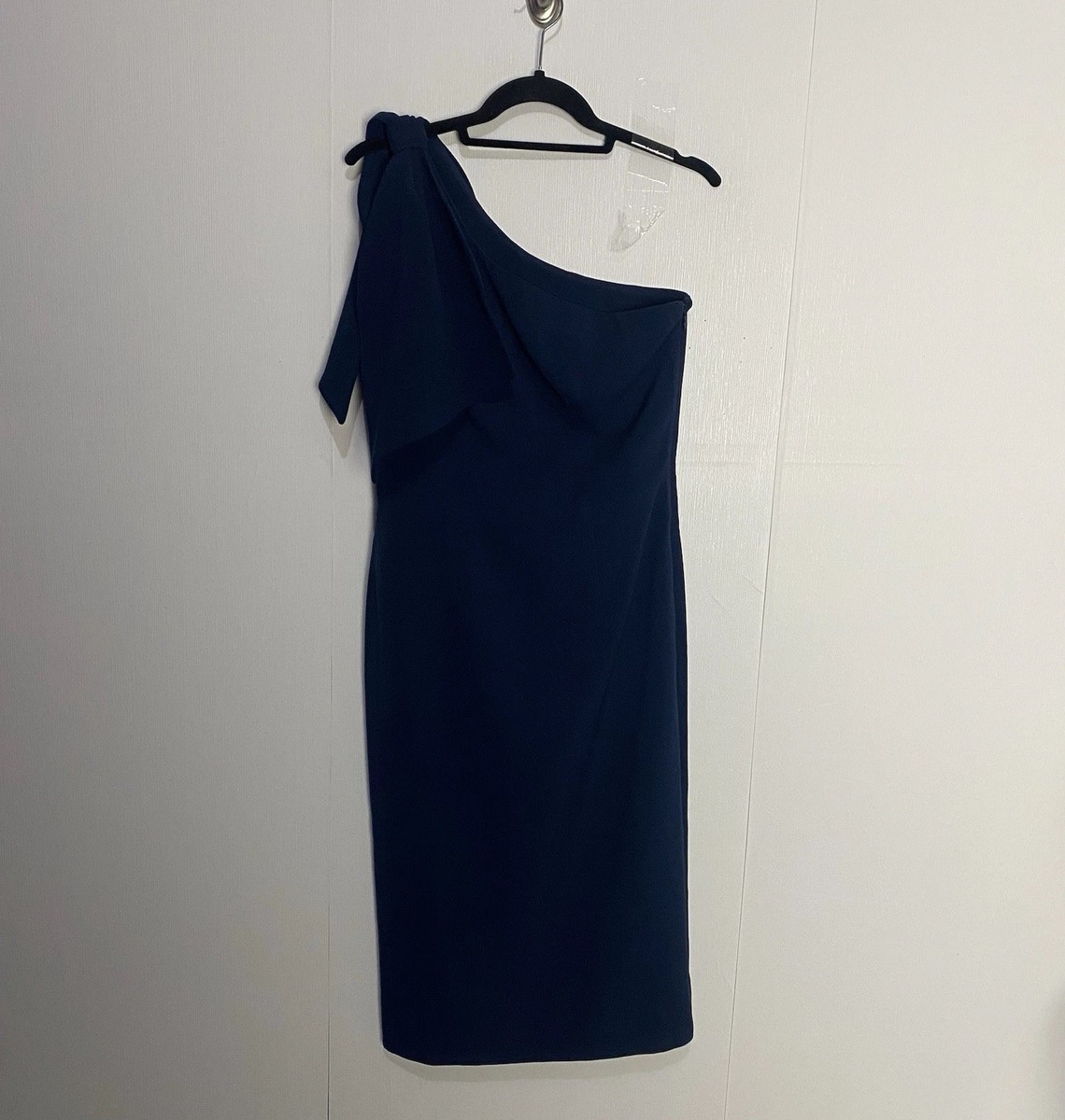tiffany one shoulder midi dress dress the population DRESS THE POPULATION Tiffany One Shoulder Midi Dress Black Bow