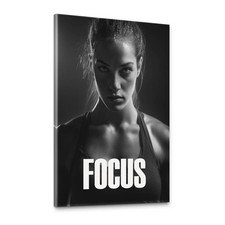 Leinwand Bild XXL Frau Fitness Focus Schwarz Weiß Motivations Art Wandbilder