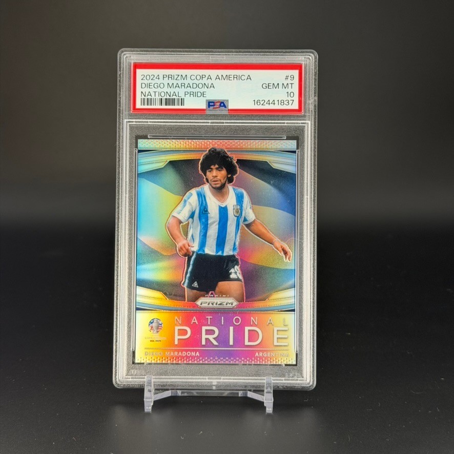 2024 Panini Prizm Conmebol Copa America National Pride #9 Diego Maradona PSA 10 view 1