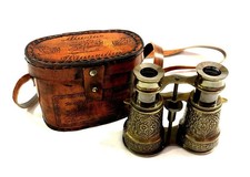 Nautical Marine Brass Binocular 4" Vintage Handheld Opera Glasses with Beautiful