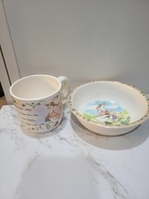 Vintage Child s Cup Bowl Mother Goose, Nursery Rhymes Peco Melamine Exc Cond