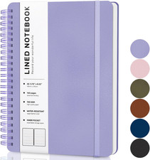 Purple Lined Spiral Journal Notebook with 160 Pages, 8 5.7In, A5 Spiral Notebook