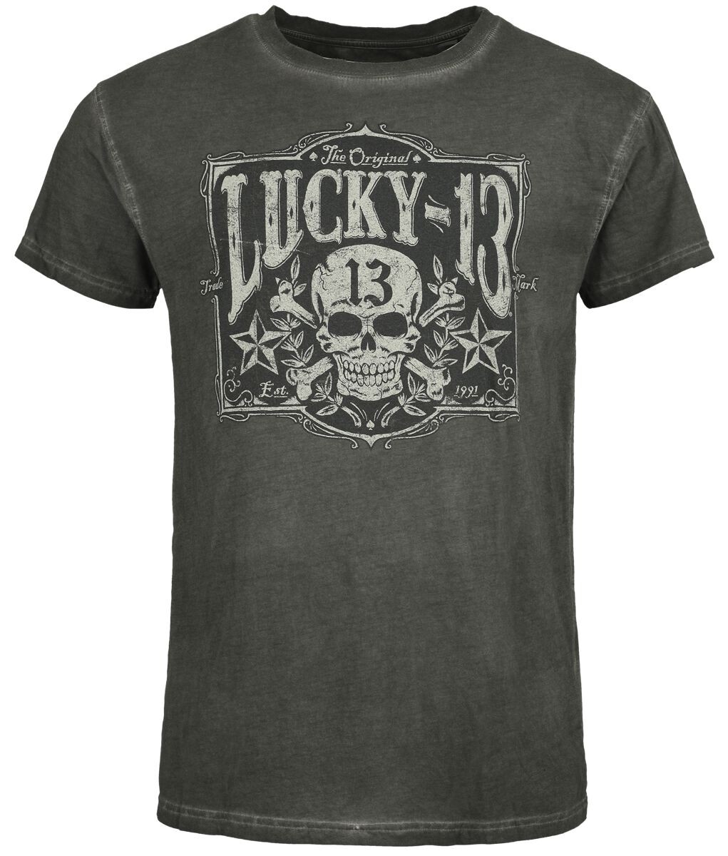 Футболка Lucky 13 Herren Tombstone Tee - Винтажная черная schwarz meliert