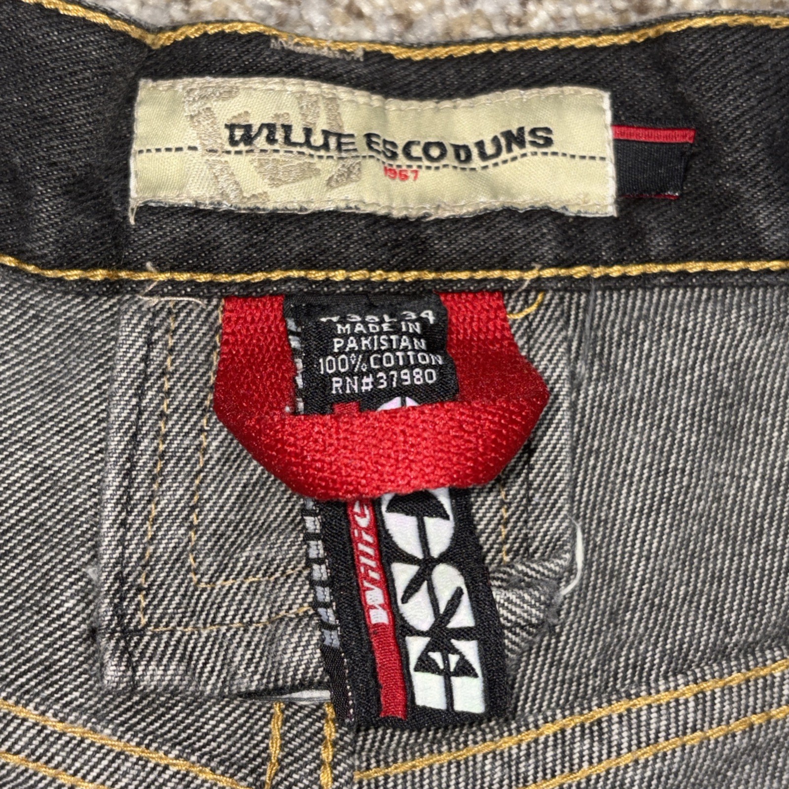 Willie Esco Duns Mens Jeans 38x34 Baggy Hip Hop Jeans Black Denim Fits 35x27.5 - View 5