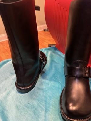 Pierre Hardy Black Leather Tall Riding Boots with Buckle Detail Size 39