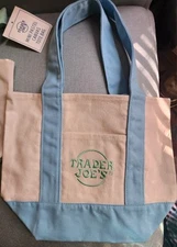 Trader Joe's Mini Pastel Blue Canvas Tote Bag B