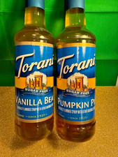 Torani SUGAR FREE Syrup - LOT OF 2 - VANILLA BEAN PUMPKIN PIE 25.4 fl oz EACH