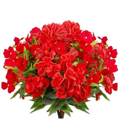 CITYES 8 Pcs Artificial Flowers for Outdoors Impatiens Silk Geraniums Flowers