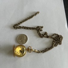 Vintage Arnex Pocket Watch Necklace 17 Jewels Incabloc Gold Plated France Works 