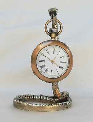 ART Deco EDGAR-BRANDT 1920 MASONIC SNAKE POCKET Watch Holder Stand  BRONZE