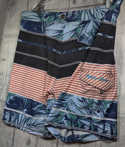 Maui and Sons Black Shark 4 Way Stretch Board Shorts Men's Sz. 38 - Picture 4 of 10