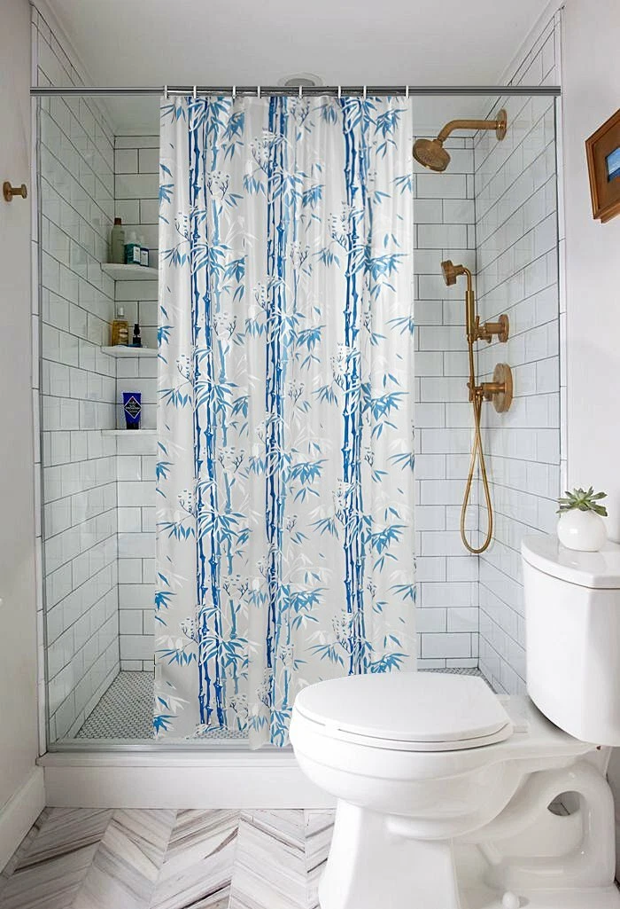 PVC Shower Curtain with 8 Hooks Size 4.5x7 Feet Color Blue eBay