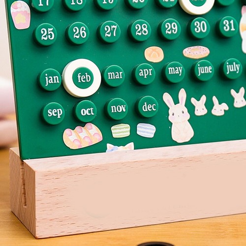 Wooden Acrylic Ring Desk Calendar Perpetual Calendar Month Date Planner - Picture 12 of 30