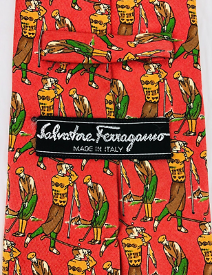 Salvatore Ferragamo Tie Vintage Silk Men's Neckwear Golf Club