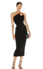 Misha Collection Black X Revolve Vanina One Shoulder Side cut Night Dress Size 6