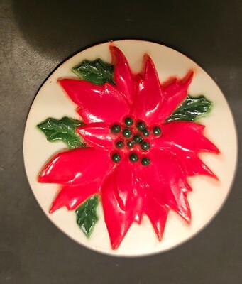 Poinsettia Flower Pin  Christmas Holiday Red Green