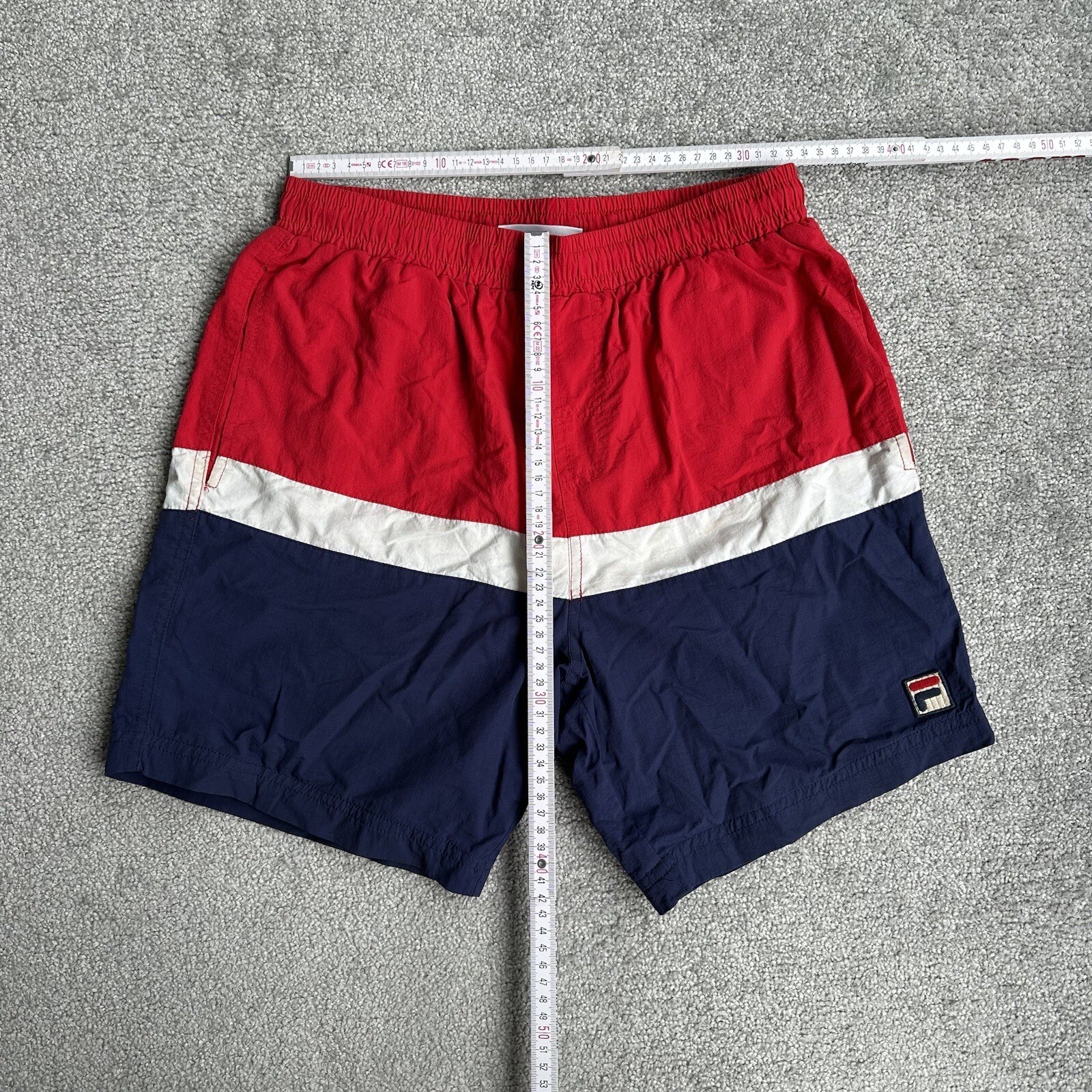 Costumi da bagno uomo retrò Fila taglia S boxer anni '90 pantaloncini da bagno A11008 rossi