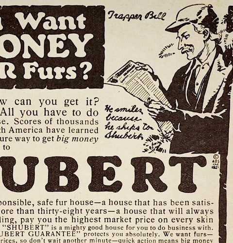 1921 Shubert American Raw Furs Chi Advertisement Clothing Ephemera 4.25 x 4.5"