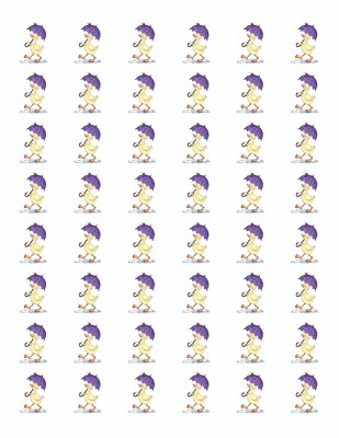 48 CUTE DUCK UMBRELLA ENVELOPE SEALS LABELS STICKERS 1.2'' ROUND .