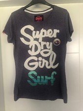 Vintage Super Dry Charcoal Grey Ladies T Shirt Size M