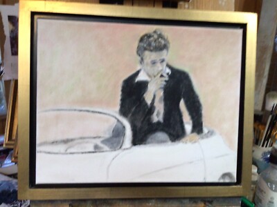 James Dean In His Speedster In A Gold Frame