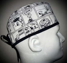 Peanuts B W Comic Scrub Hat Chemo Cap