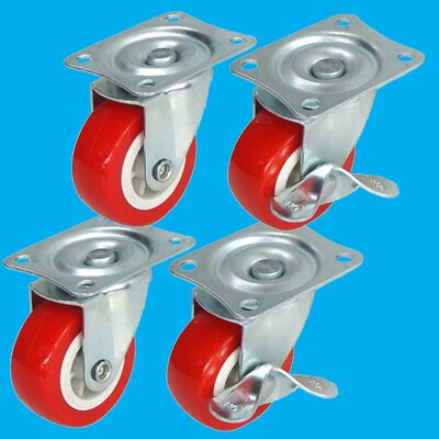 4x 50mm 360° Swivel Rubber Castor Wheel Set Heavy Duty, Trolley, Furniture