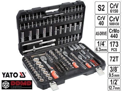 Socket screwdriver bit Ratchet Set Mechanic Toolbox Tool Kit 173pc YATO YT-38931