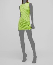 $2095 Versace Women's Green Crossover Draped High Neck Bodycon Dress Size 44