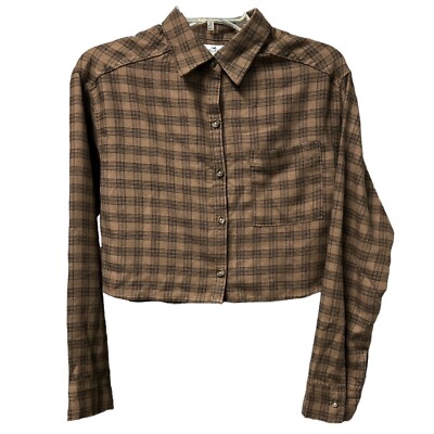 Hollister Women's Cropped Plaid Button Up Shirt Size XXS