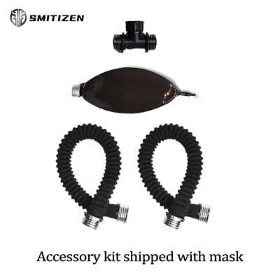 Smitizen Black Silicone Full Face Gas Mask Glossy Headwear for