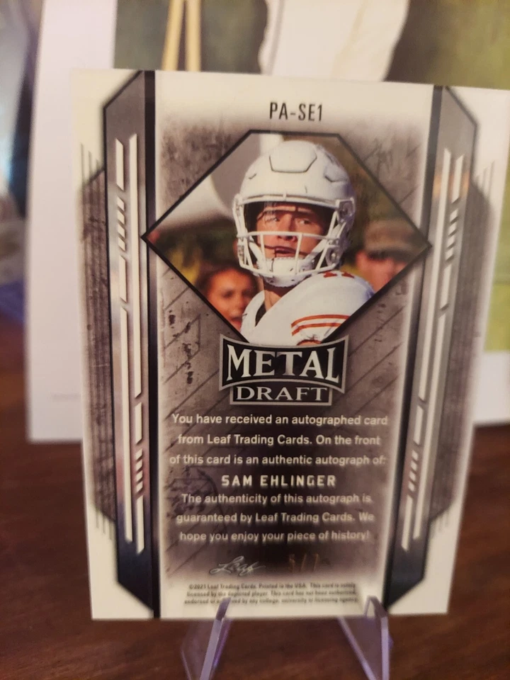 2021 Leaf Metal Draft Sam Ehlinger BLACK WAVE SHIMMER! Auto Ssp 5/7! 🔥🔥 - Image 3 of 4