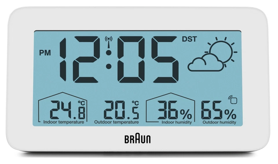 Braun Funk Wetterstation BC13WP-DCF, Weiß, Design Wecker NEU+OVP, 67605 - Bild 4 von 4