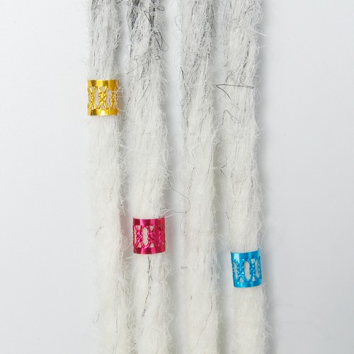 24" Colorful Clip In Dreadlocks Extensions Thin Soft Dreads Locs w/ Dreads Beads - Picture 19 of 45