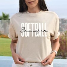 Personalized Softball T-shirt gift Custom name Softball player Softball mom Unis
