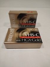 Maxell VHS-C TC-30 HGX-GOLD Premium High Grade Tapes - New Sealed 2 Pack