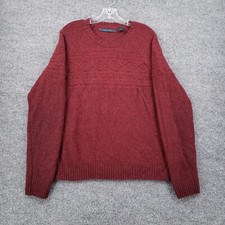 Perry Ellis Sweater Mens XL Red Long Sleeve Crew Neck Pullover Knit Lambswool