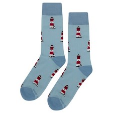 NWT Small Lighthouse Dress Socks Novelty Men 8-12 Blue Crazy Fun Sockfly