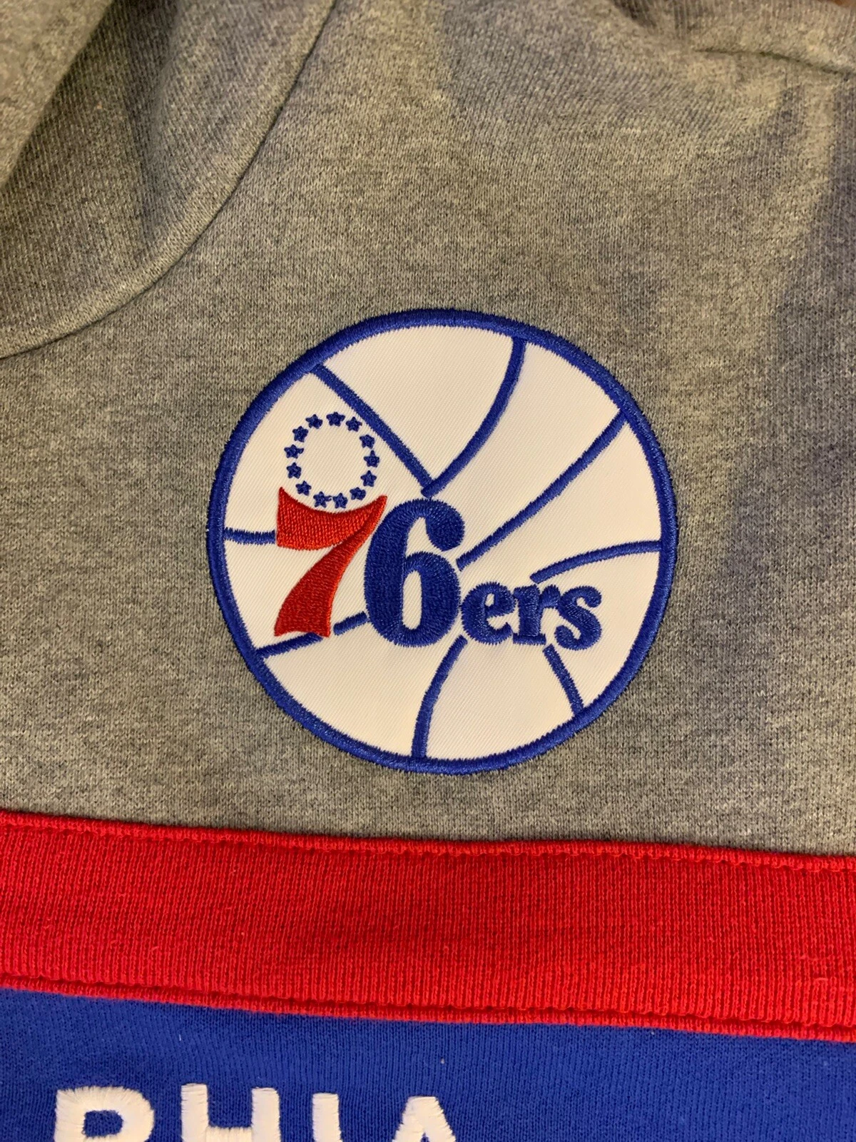 Felpa con cappuccio nuova con etichette Mitchell & Ness Philadelphia 76ers Head Coach Uomo taglia LARGE